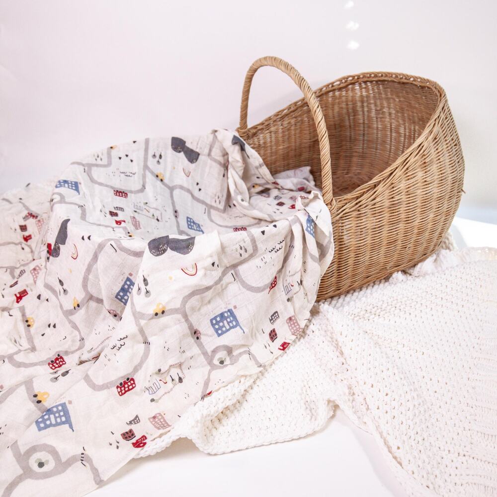 City Cars Bamboo Cotton Baby Swaddle Blanket